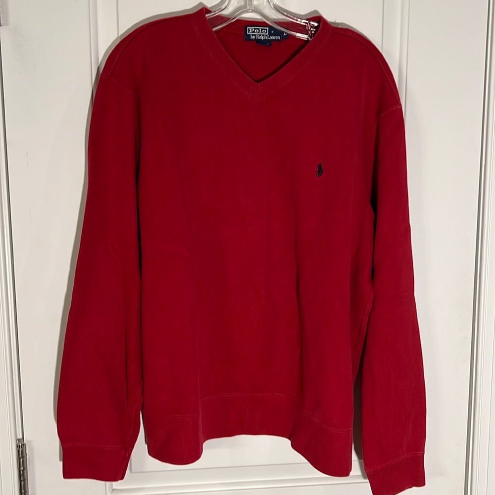 Men’s 100% red,long sleeve polo shirt